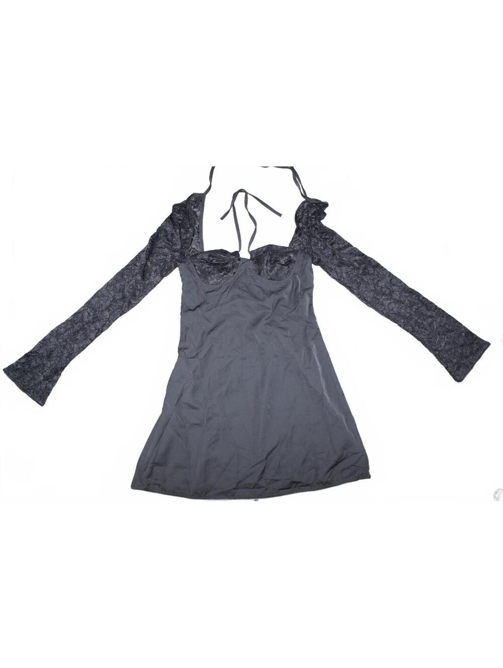 Women's Black Lace Cold Shoulder Mini Dress M